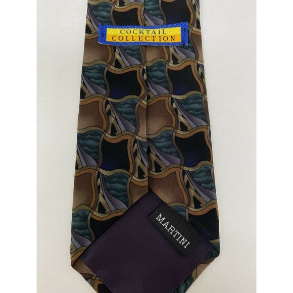 Lot of 2 Cocktail Colors Mens Silk Ties Martini & Scotch Abstract Geometric - Picture 4 of 6